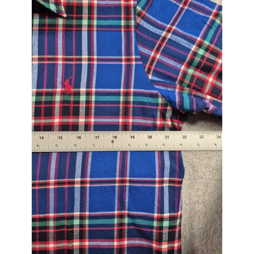Polo Ralph Lauren L/S Shirt Classic Fit Performance Flannel Blue Plaid Sz Medium - Picture 6 of 7